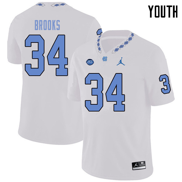 Jordan Brand Youth #34 British Brooks North Carolina Tar Heels College Football Jerseys Sale-White